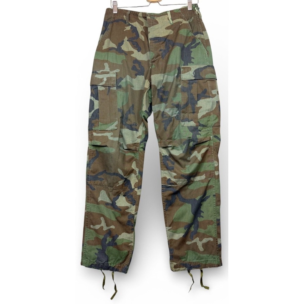 Vintage US Army Pants Mens Small Regular Woodland Camo BDU Cargo Combat 80s
